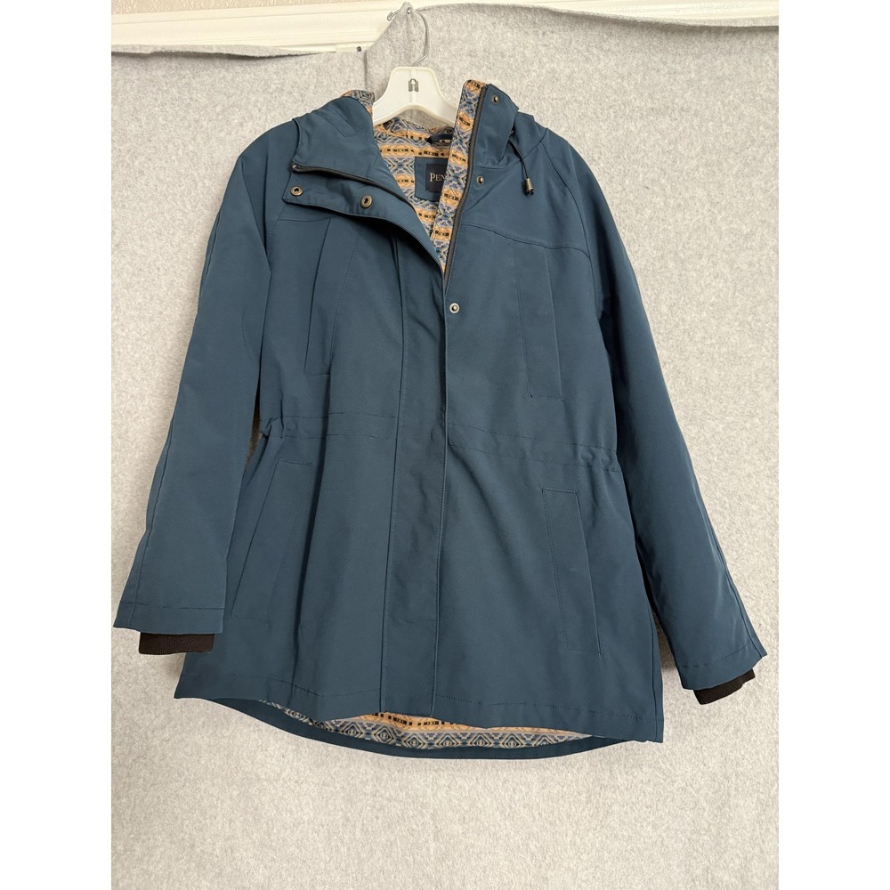 Pendleton Coat Womens Small Blue Hooded‎ Softshell Parka Southwestern Chore
